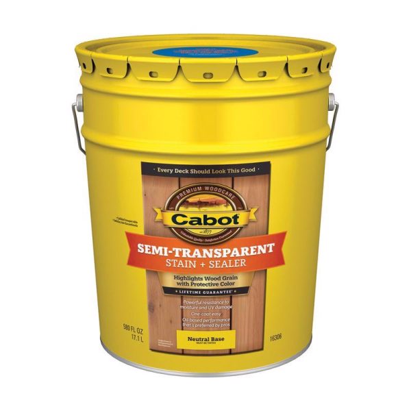 Cabot Low VOC Semi-Transparent Tintable Neutral Base Oil-Based Stain and Sealer 5 gal