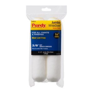 Purdy White Dove Woven Dralon Fabric 6.5 in. W X 3/8 in. Jumbo Mini Paint Roller Cover 2 pk