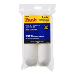 Purdy White Dove Woven Dralon Fabric 6.5 in. W X 1/2 in. Jumbo Mini Paint Roller Cover 2 pk