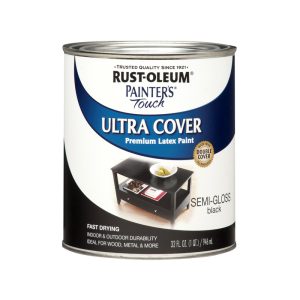 Rust-Oleum Painters Touch Ultra Cover Semi-Gloss Black Water-Based Paint Exterior & Interior 1 qt
