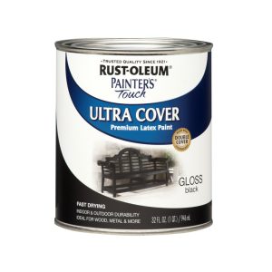 Rust-Oleum Painters Touch Ultra Cover Gloss Black Water-Based Paint Exterior & Interior 1 qt