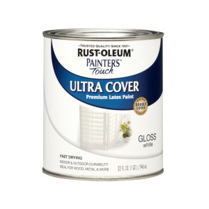 Rust-Oleum Painters Touch Ultra Cover Gloss White Water-Based Paint Exterior & Interior 1 qt