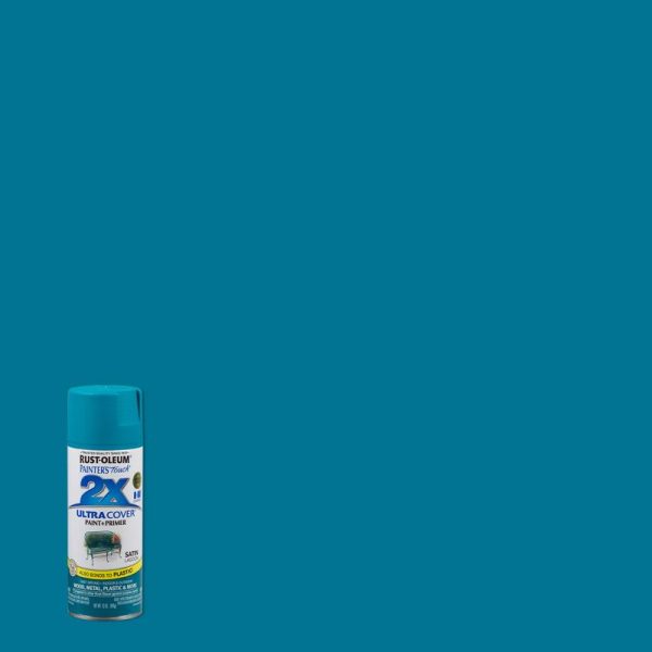 Rust-Oleum Painter's Touch 2X Ultra Cover Satin Lagoon Paint+Primer Spray Paint 12 oz