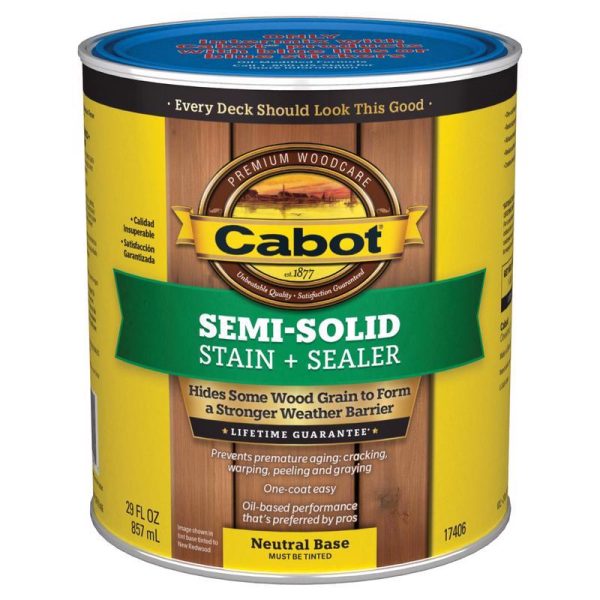 Cabot Low VOC Semi-Solid Tintable Neutral Base Oil-Based Deck and Siding Stain 1 qt
