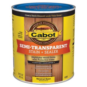 Cabot Low VOC Semi-Transparent Tintable Neutral Base Oil-Based Stain and Sealer 1 qt
