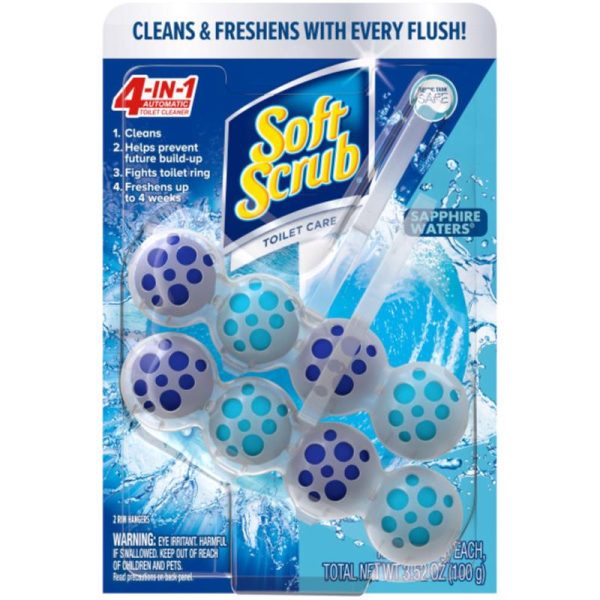 Soft Scrub 4-in-1 Toilet Care Sapphire Waters Scent Toilet Bowl Cleaner 1.76 oz Tablet