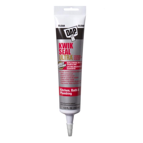DAP Kwik Seal Ultra Clear Siliconized Acrylic Kitchen and Bath Caulk Sealant 5.5 oz