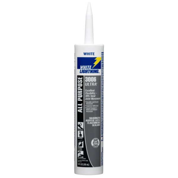White Lightning 3006 Ultra White Siliconized Acrylic Latex Sealant 10 oz