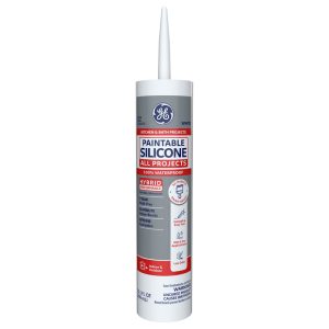 GE Paintable Silicone White Silicone 2 Kitchen and Bath Caulk Sealant 10.1 oz