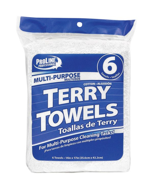 ProLine Cotton Terry Towels 14 in. W X 17 in. L 6 pk
