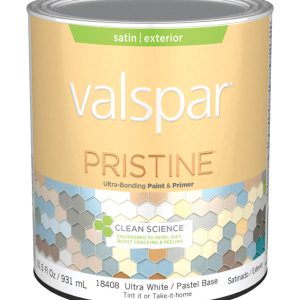 Valspar Pristine Satin Basic White Pastel Base Paint and Primer Exterior 1 qt