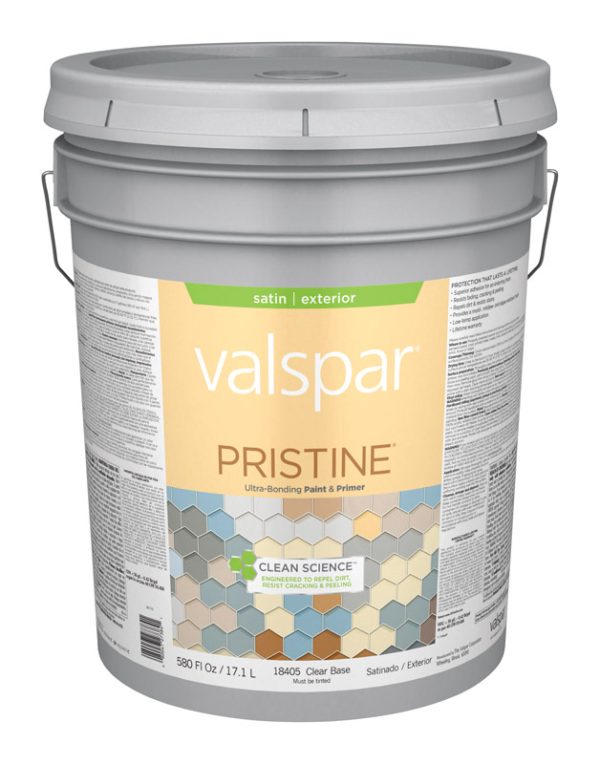 Valspar Pristine Satin Tintable Clear Base Paint and Primer Exterior 5 gal