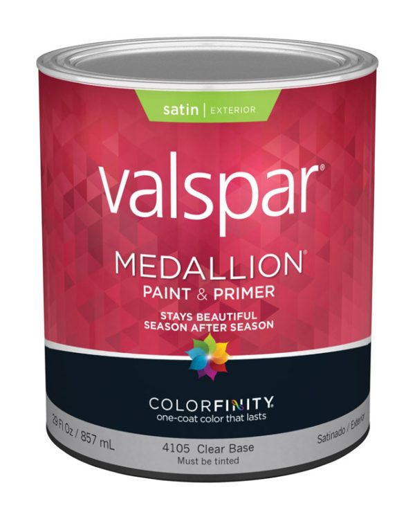 Valspar Medallion Satin Clear Base Paint and Primer Exterior 1 qt