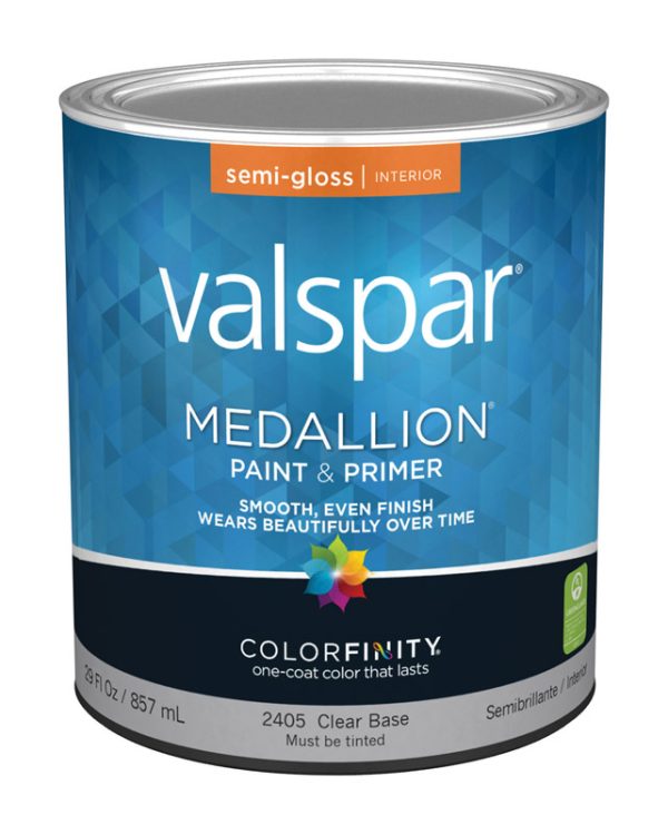 Valspar Medallion Semi-Gloss Clear Base Paint and Primer Interior 1 qt