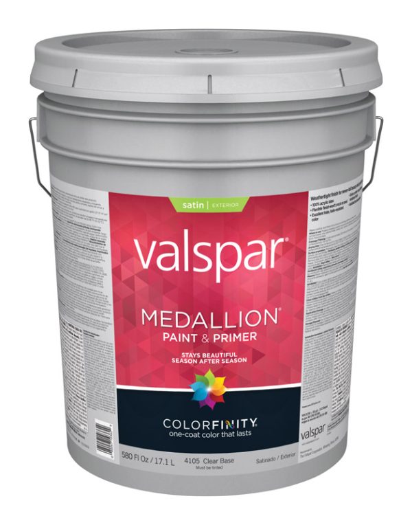 Valspar Medallion Satin Clear Base Paint and Primer Exterior 5 gal