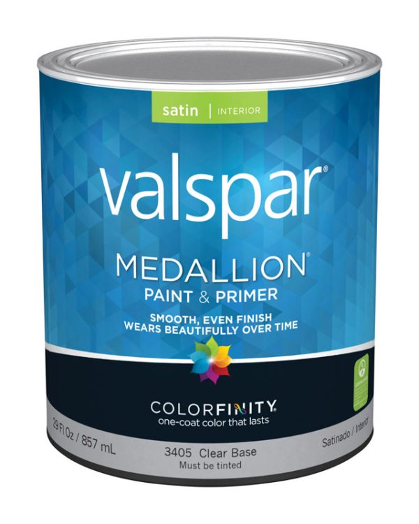 Valspar Medallion Satin Clear Base Paint and Primer Interior 1 qt