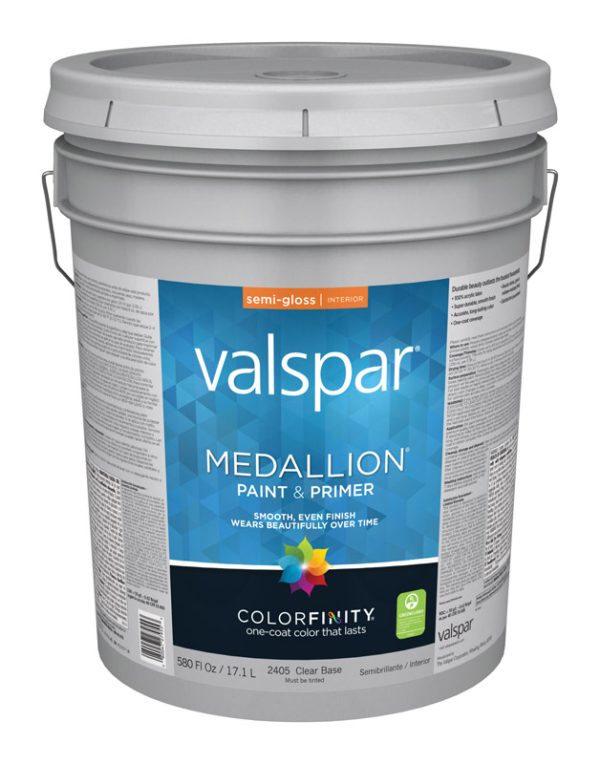 Valspar Medallion Semi-Gloss Tintable Clear Base Paint Interior 5 gal