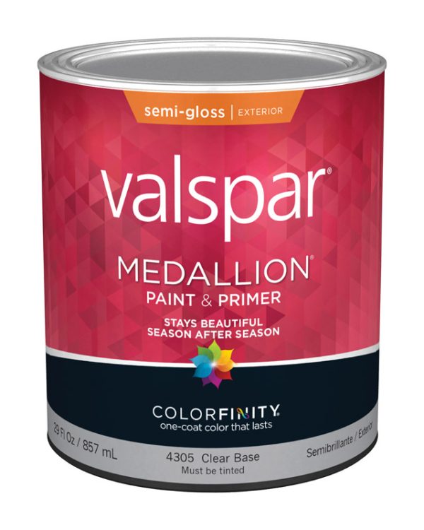 Valspar Medallion Semi-Gloss Clear Base Paint and Primer Exterior 1 qt