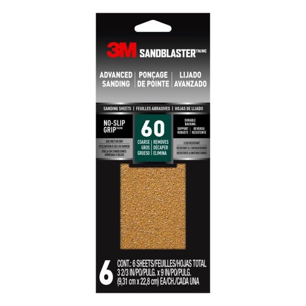 3M Sandblaster 9 in. L X 3-2/3 in. W 60 Grit Ceramic Sandpaper 6 pk
