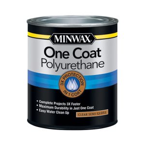 Minwax One Coat Transparent Semi-Gloss Crystal Clear Water-Based Polyurethane 1 qt