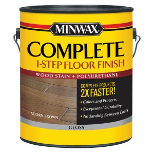 Minwax Complete 1-Step Floor Finish Gloss Acorn Brown Water-Based Wood Floor Stain 1 gal