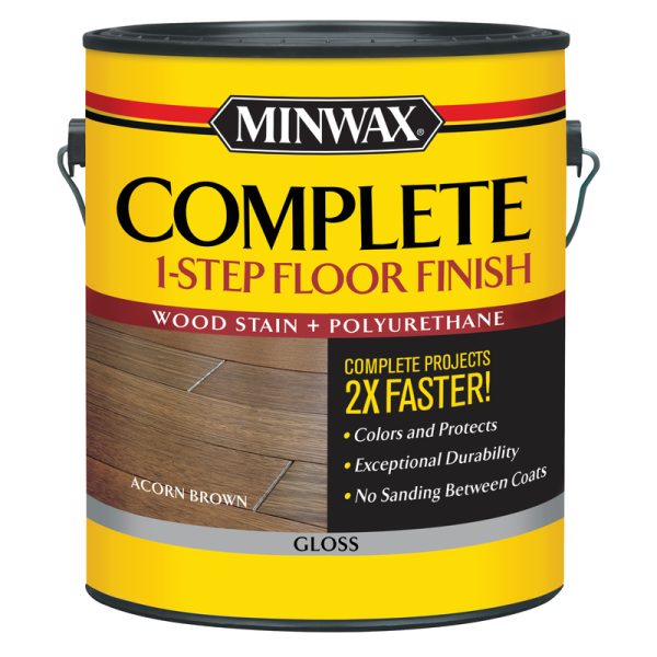 Minwax Complete 1-Step Floor Finish Gloss Acorn Brown Water-Based Wood Floor Stain 1 gal
