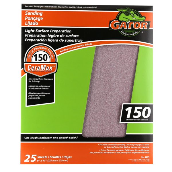 Gator CeraMax 11 in. L X 9 in. W 150 Grit Ceramic Sandpaper 25 pk