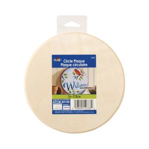 Plaid 0.25 in. H X 7 in. W X 7 in. L Natural Beige Wood Circle Plaque