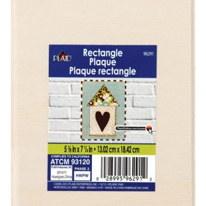 Plaid 0.34 in. H X 5.18 in. W X 7.37 in. L Natural Beige Wood Rectangle Plaque