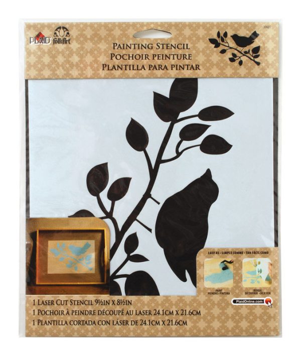 Plaid FolkArt Bird on Branch Paste Stencil