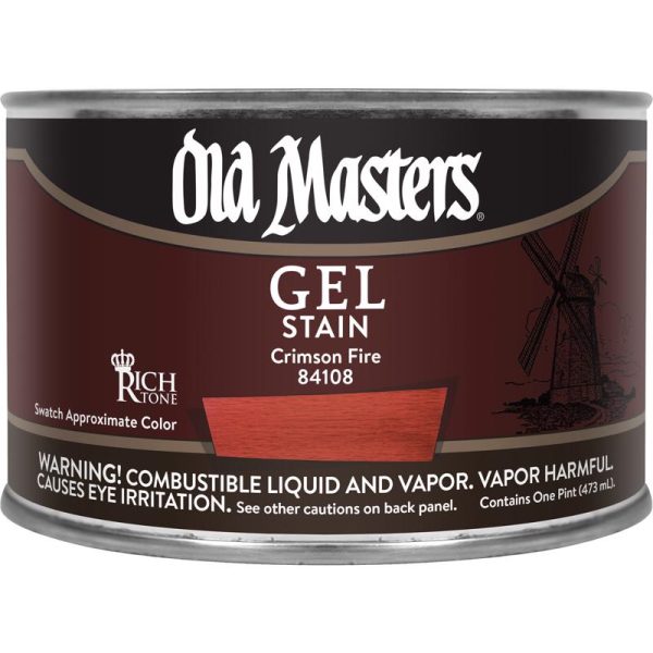 Old Masters Semi-Transparent Crimson Fire	 Oil-Based Alkyd Gel Stain 1 pt