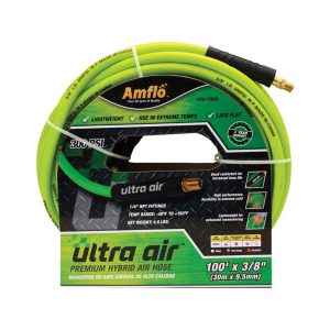 Amflo Ultra Air 100 ft. L X 3/8 in. D Rubber/PVC Hybrid Air Hose 300 psi Green