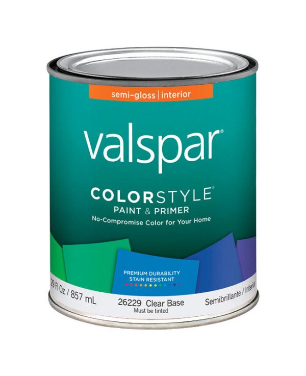 Valspar Color Style Semi-Gloss Tintable Clear Base Paint and Primer Interior 1 qt