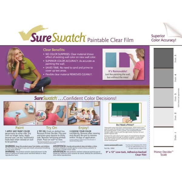 SureSwatch 12 in. W X 9 in. L Plastic Paint & Stick Paint Samples