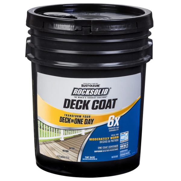 Rust-Oleum RockSolid 6X Deck Coat Solid Tintable Tint Base Water-Based Acrylic Deck Resurfacer 5 gal