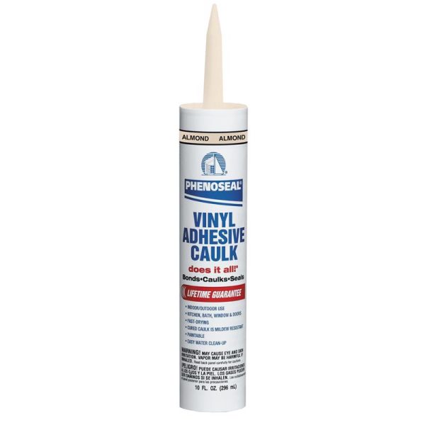 Phenoseal Almond Vinyl All Purpose Adhesive Caulk 10 oz