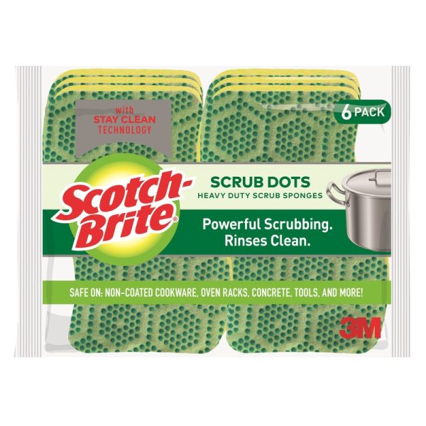 Scotch-Brite Heavy Duty Sponge For Pots and Pans 2.6 in. L 6 pk
