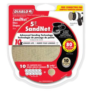 Diablo SandNet 5 in. Ceramic Blend Hook and Lock Sanding Disc 80 Grit Coarse 10 pk
