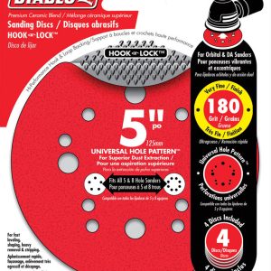 Diablo 5 in. Ceramic Blend Hook and Lock Sanding Disc 180 Grit Very Fine 4 pk