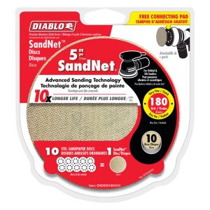 Diablo SandNet 5 in. Aluminum Oxide Hook and Lock Sanding Disc 180 Grit Very Fine 10 pk