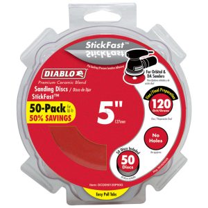 Diablo StickFast 5 in. Ceramic Blend Pressure Sensitive Adhesive Sanding Disc 120 Grit Fine 50 pk