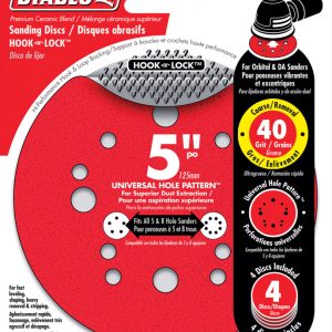 Diablo 5 in. Ceramic Blend Hook and Lock Sanding Disc 40 Grit Ultra Coarse 4 pk