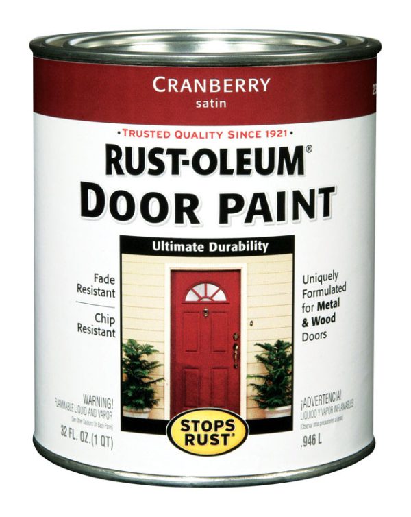 Rust-Oleum Stops Rust Satin Cranberry Oil Base Door Paint Exterior and Interior 1 qt