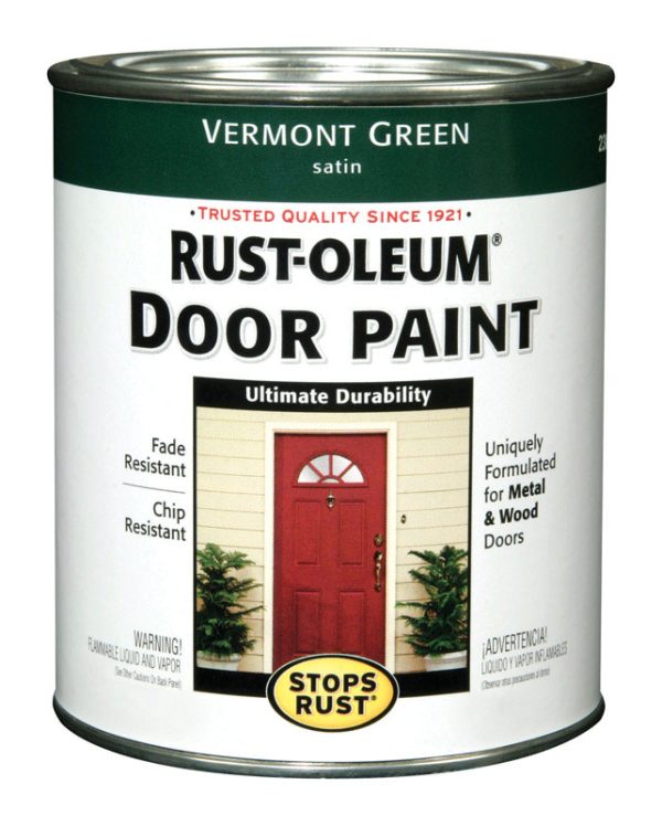 Rust-Oleum Stops Rust Satin Vermont Green Oil Base Door Paint Exterior and Interior 1 qt