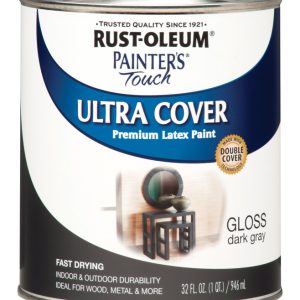Rust-Oleum Painters Touch Ultra Cover Gloss Dark Gray Water-Based Acrylic Ultra Cover Paint 1 qt