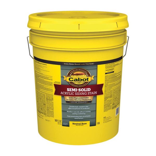 Cabot Semi-Solid Acrylic Siding Stain Semi-Solid Neutral Base Acrylic Siding and Trim Stain 5 gal