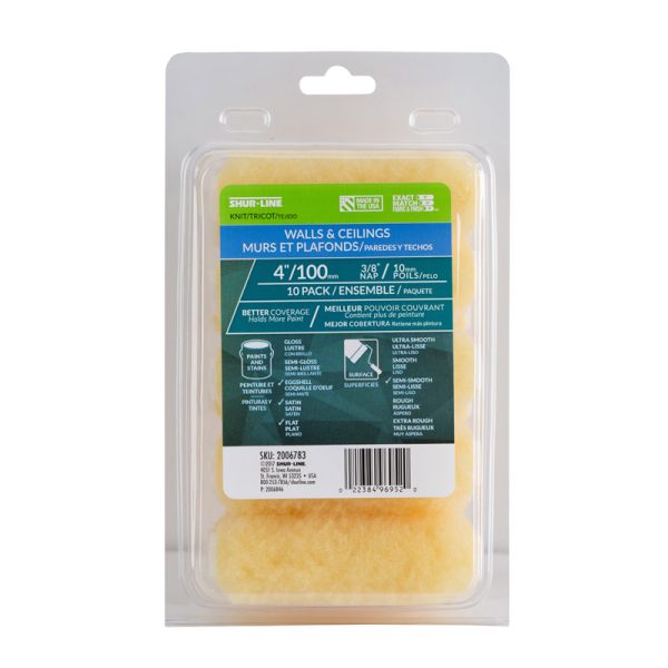 Shur-Line Knit 4 in. W X 3/8 in. Mini Paint Roller Cover 10 pk