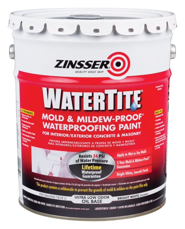 Zinsser WaterTite Solid Bright White Oil-Based Acrylic Waterproofing Paint 5 gal