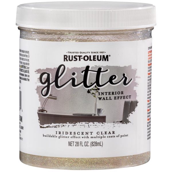 Rust-Oleum Specialty Flat Iridescent Clear Water-Based Glitter Interior Wall Paint Interior 1 qt