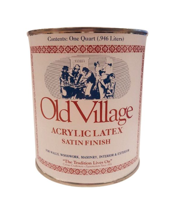 Old Village Satin Colonial White Water-Based Paint Exterior and Interior 1 qt
